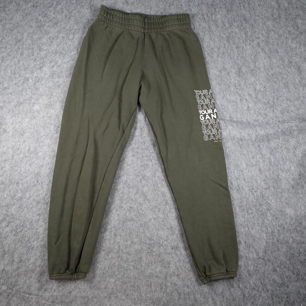 Spiritual Gangster Pants Women Small Green Graphic Fleece Jogger Cotton Lounge